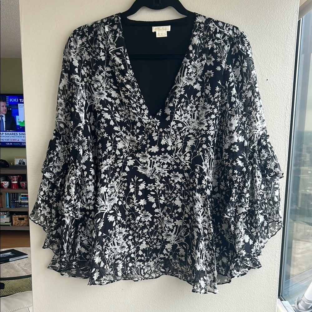 Shoshanna white & black floral print